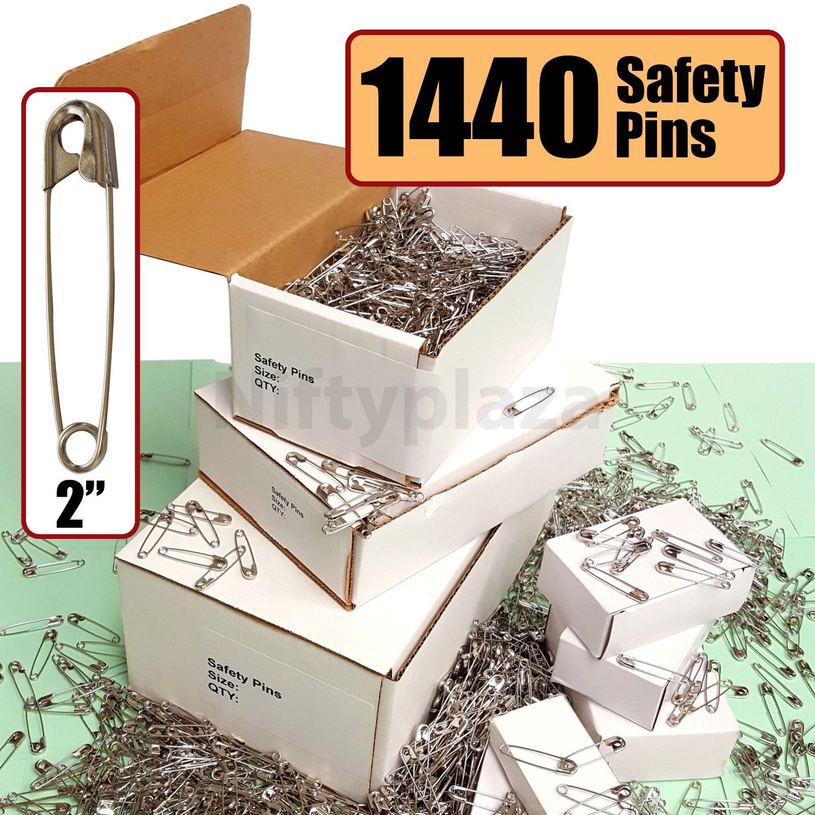 NiftyPlaza 1440 Extra Large Safety Pins, Size 2, High-Grade Steel, Ni –