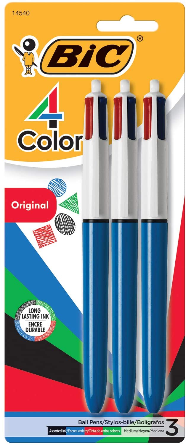 BIC Cristal Soft Medium Point Ballpoint Pens BLACK / BLUE / RED / GREEN