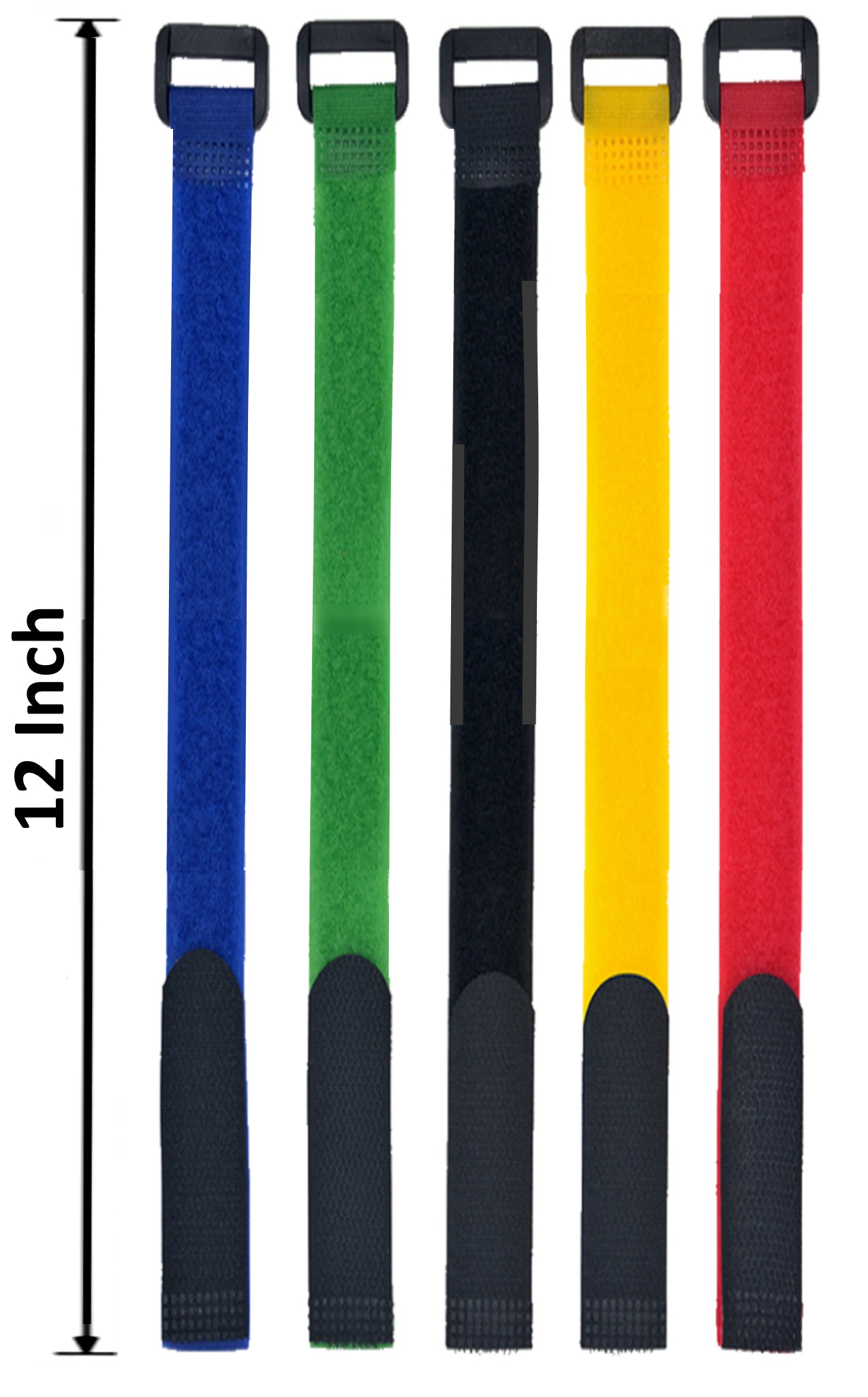 Hook And Loop Straps Cable Ties Organizer Fastener (5pcs, Black)