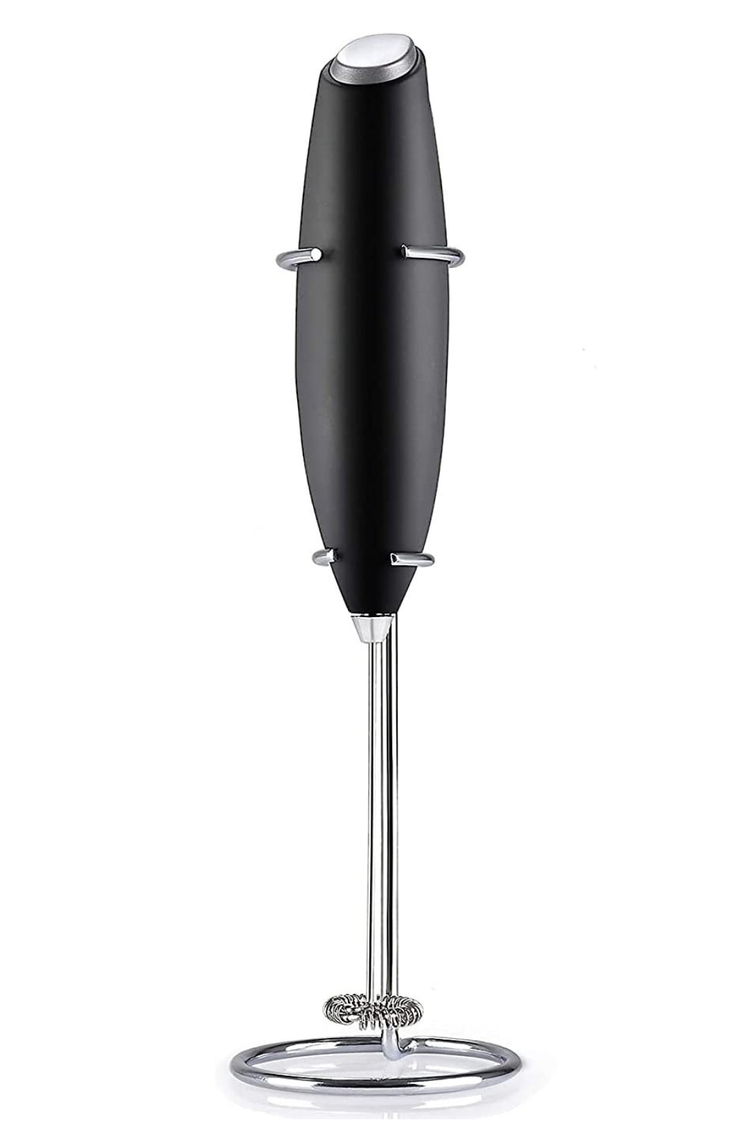 Handheld Battery-Operated Premium Milk Frother with Stainless Steel Kitchen  Counter Stand