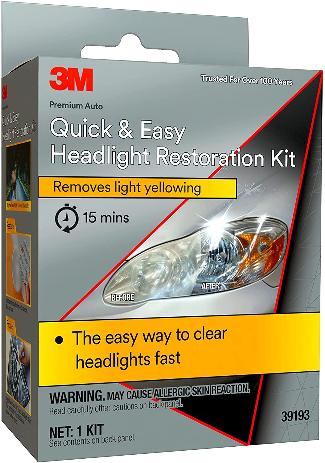 3M Quick Headlight Clear Coat, Cleans and Prevents Lens Yellowing