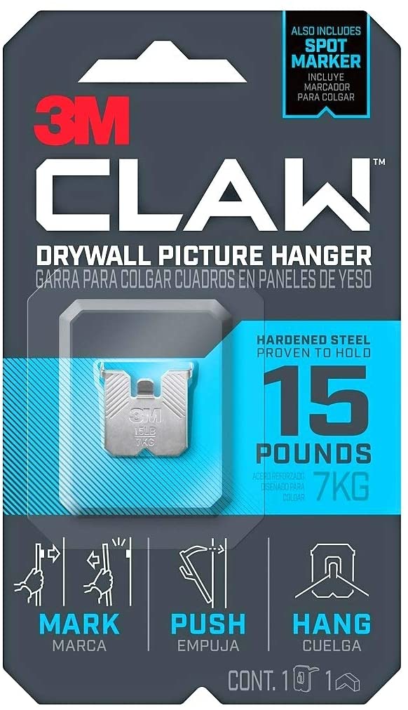 3M CLAW Strong Durable Drywall Picture Hanger (15 LB) with