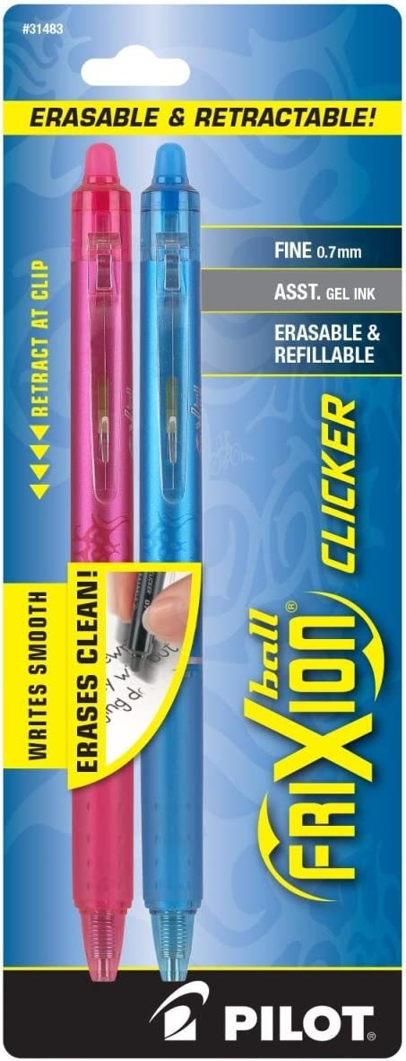 Pilot, FriXion Clicker Erasable Gel Pens, Fine Point 0.7 mm, Pack of 10,  Assorted Colors