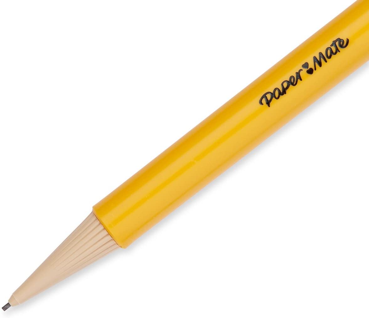 Paper Mate Sharpwriter Mechanical Pencils, 0.7 mm, HB (#2), Black Lead, Classic Yellow Barrel, 12-count