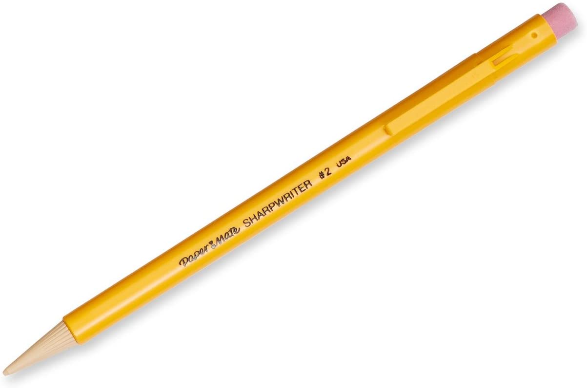 Paper Mate Sharpwriter Mechanical Pencils, 0.7 mm, HB (#2), Black Lead, Classic Yellow Barrel, 12-count