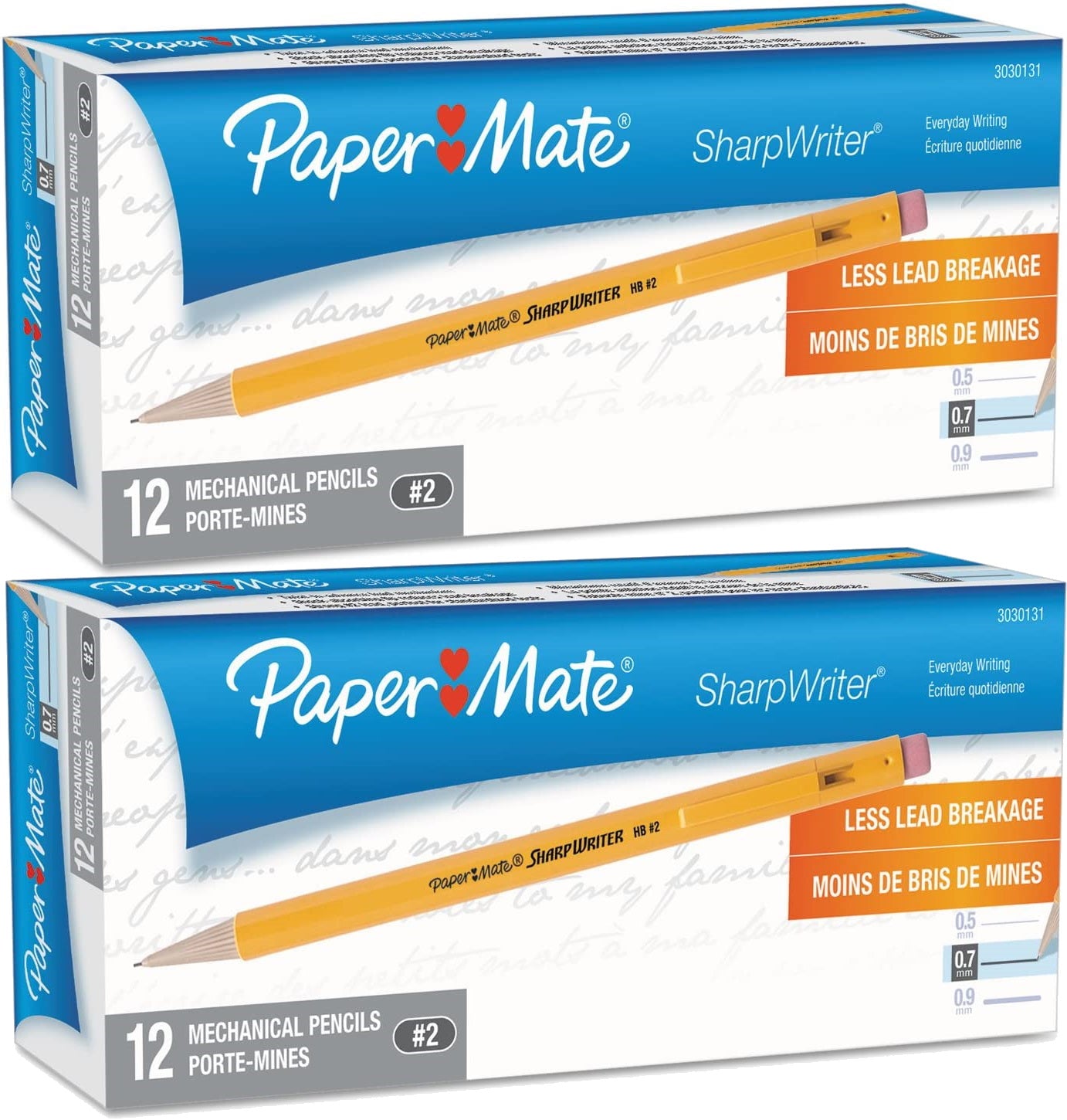 Paper Mate Sharpwriter Mechanical Pencils, 24-count 0.7 mm, HB (#2.5), Black Lead, Classic Yellow Barrel