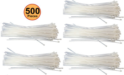 NiftyPlaza 10 Inch Cable Ties - 500 Pack - UV Weather Resistant - 75 LBS Nylon Wrap Zip Ties