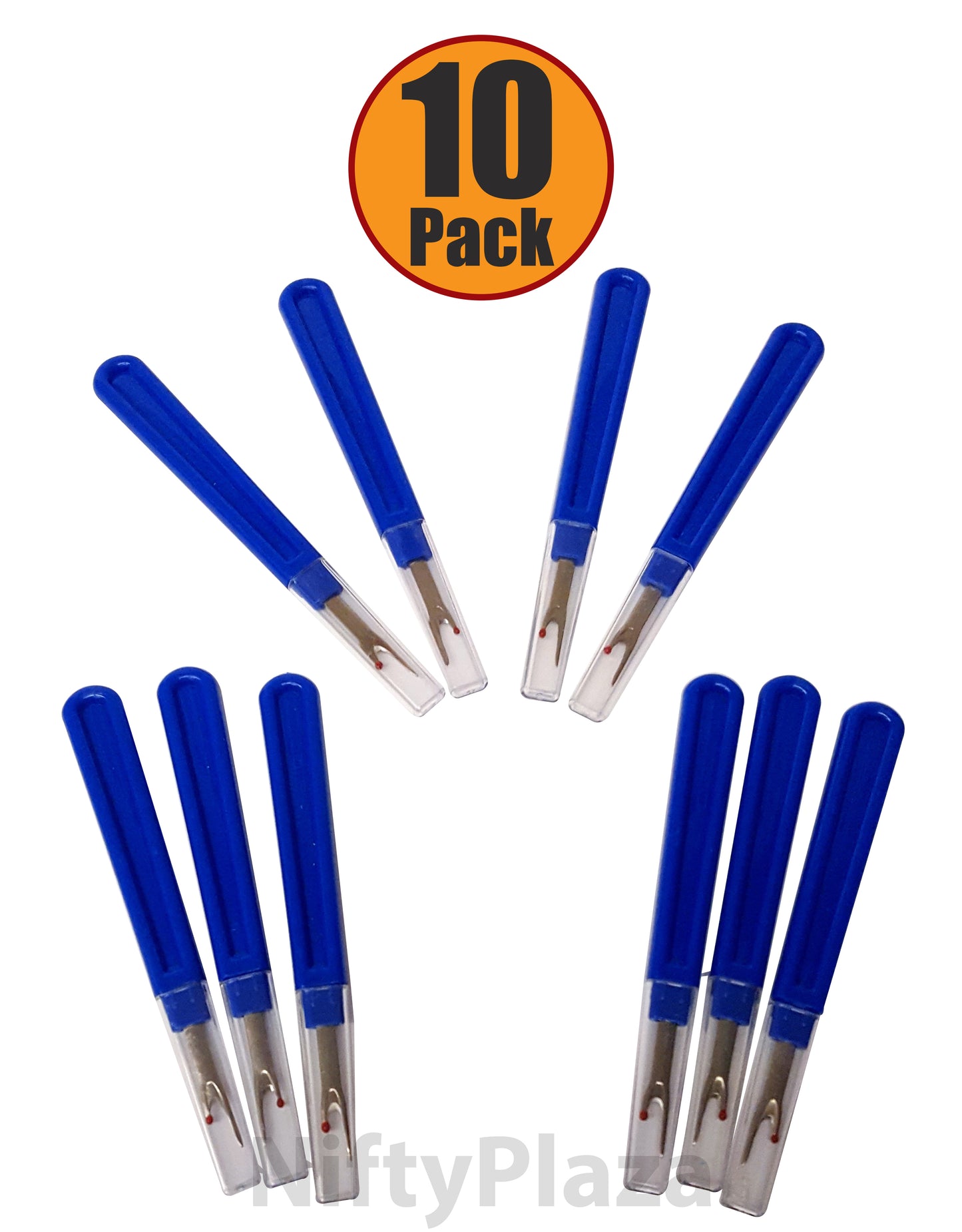 Seam Ripper Sharp STEEL TIP 5 ¼ Inch PREMIUM QUALITY with Safety Lid - 10 Pack Long Lasting Blade