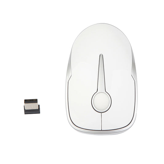 U-Shaped Wireless Optical Mouse White Silver, 2.4GHz, 1600DPI USB Receiver Mice