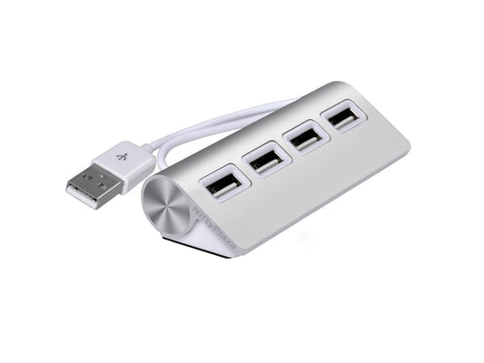 4 Port 2.0 USB Hub Aluminum alloy Blue led Portable Adapter USB Cable Splitter Hub for Laptop PC Computer