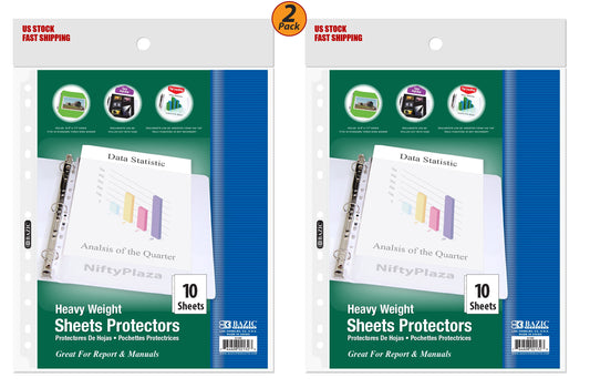 2 Pack - Heavy Weight Top Loading Sheet Protectors (10/Pack) - Protect your papers Holds 8.5" x 11" paper