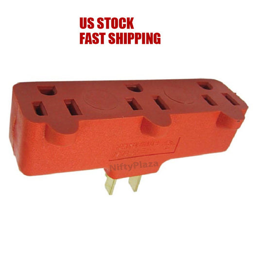 3 Outlet Heavy Duty Grounding Adapter Outlet Wall Plug Splitter Turn 1 to 3 Outlet