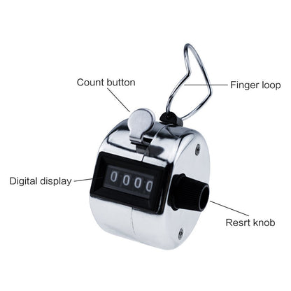 Hand Tally Counter 4-Digit Mechanical Palm Number Clicker With Finger Ring