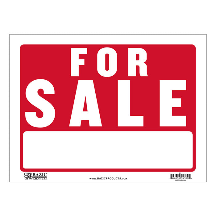 FOR SALE Sign 9"x12" Flexible Plastic Business or Personal Use Bright and highly visible