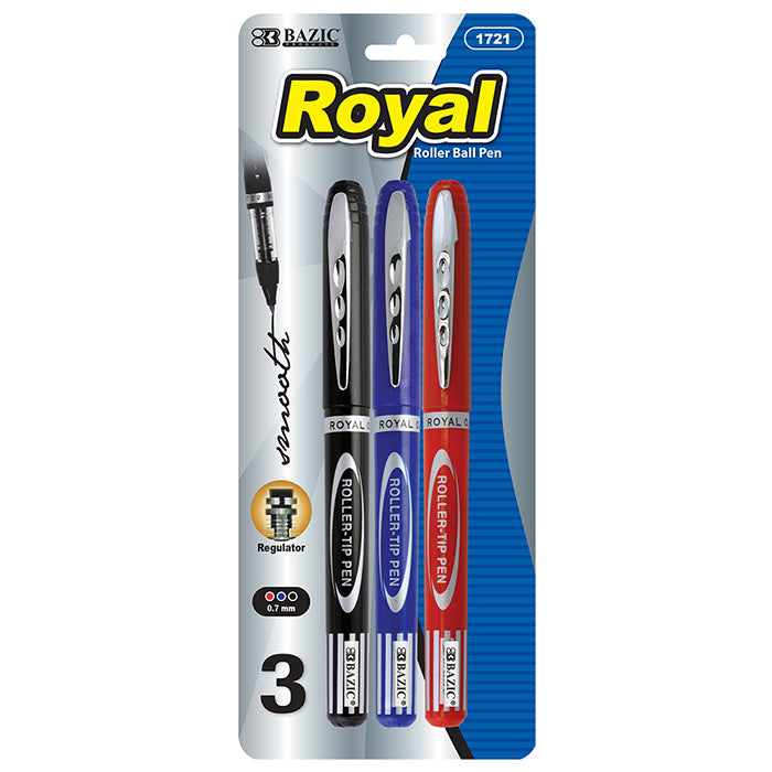 Royal Assorted Color Rollerball Pen (3/Pack) Visible, long-lasting ink Supply