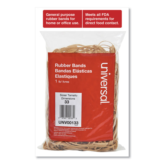 Universal Rubber Bands, Size 33, 0.04 Inch Gauge, Beige, 1 lb Box, 640/Pack