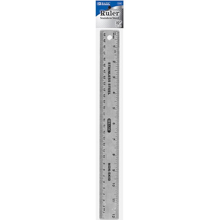 Stainless Steel High Quality Non-Skid Back Straight 12" (30cm) Ruler Accuracy Measuring Drafting Tools Kids Students Professional