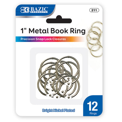 12 pcs 1 Inch Silver Metal Book Rings Excellent Quality, Ideal for Home, School and Office