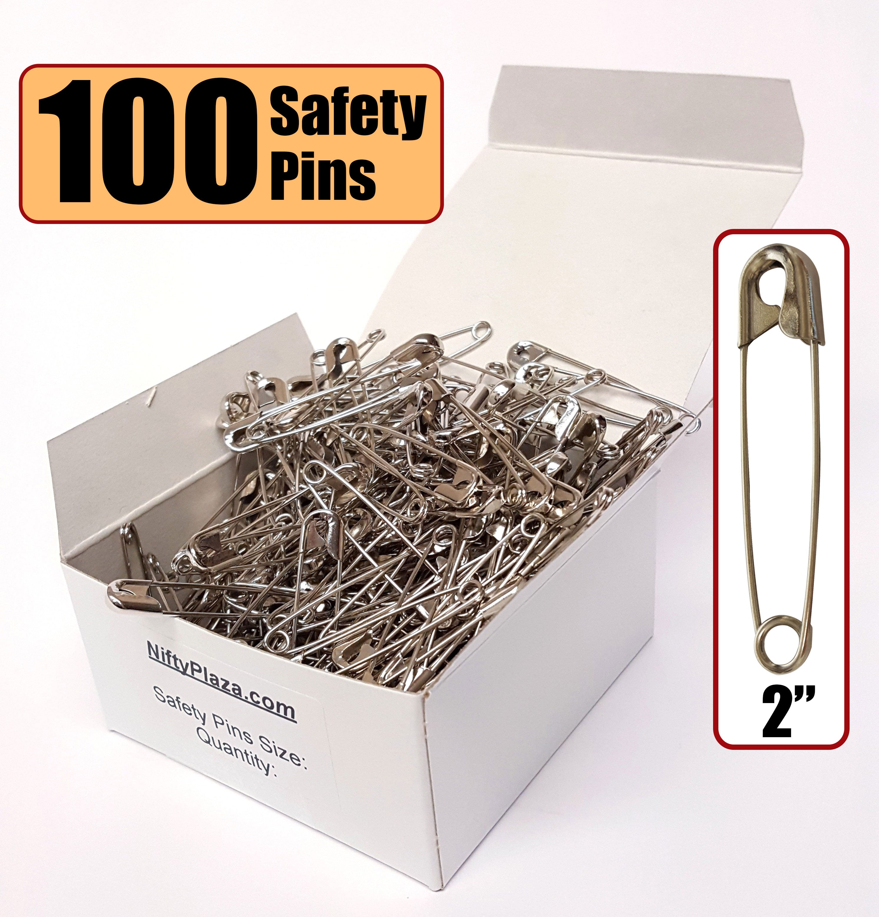 NiftyPlaza Extra Large Safety Pins, Size 2 Inch, 100 Safety Pins