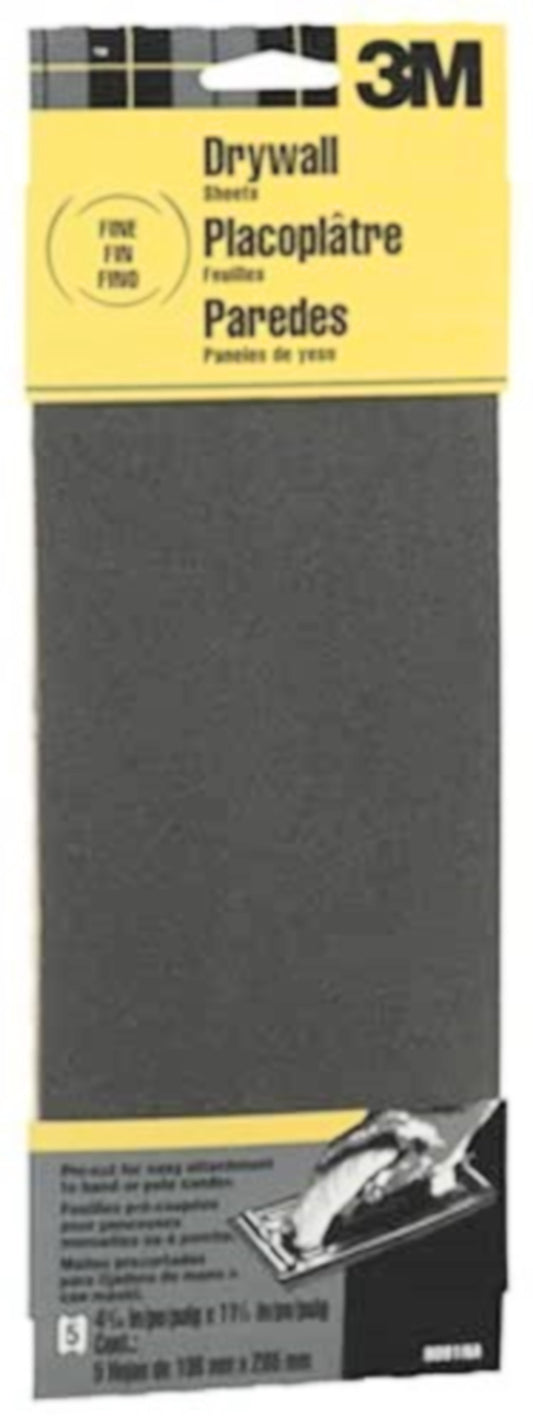 3M Drywall Sanding Sheets 9091NA, Fine Grit, 4.1875 in x 11.25 in, 5-Sheet