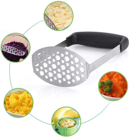 Crusher Potato Masher Long Head Hole Multifunction Stainless Steel Manual Masher Horizontal Non-slip Handle