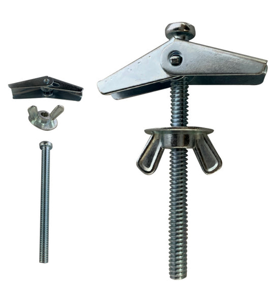 TriSonic Toggle Bolts with Screws Zinc Plated Steel, Screw Nut with Wings for Hanging Heavy Items etc