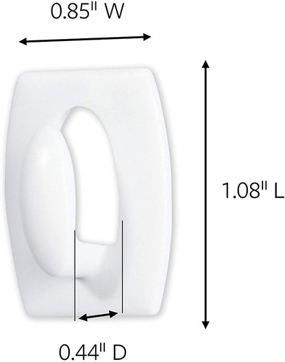 Command™ Mini Hooks-White 6 Hooks and 8 Strips, Organize Damage-Free White Strips Bulk for Displays