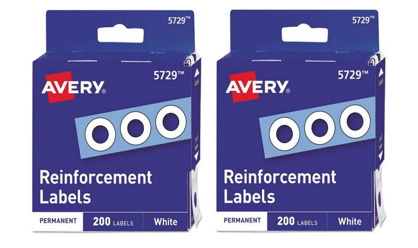 Avery Hole Reinforcements, 1/4" Diameter, White, 200-Count Self-adhesive, Peel and Stick