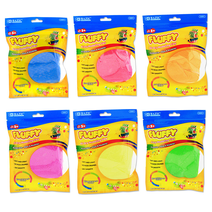 BAZIC Air Dry Clay Neon Color 2 oz, Light Modeling Dough Art Craft Slime, Non Toxic Gift Artist Kids Toddler (Random Color)