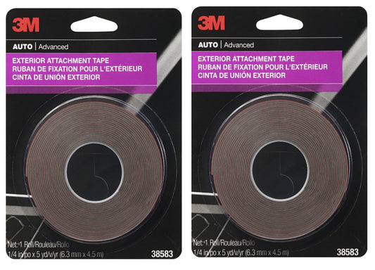 3M Exterior Attachment Tape, Ideal for Moldings, Emblems and Trim, 1/4 in width x 5 yards in length, 1 roll