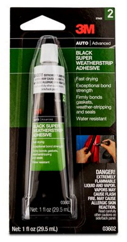 3M™ Auto Black Super Weather-strip Adhesive, 1 oz Stage-2 Gaskets Seals 29mL