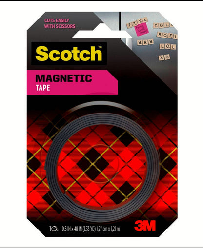 Scotch™ Magnetic Tape, 0.5 in x 48 in Holding up cards, recipes, Personalized Gifts