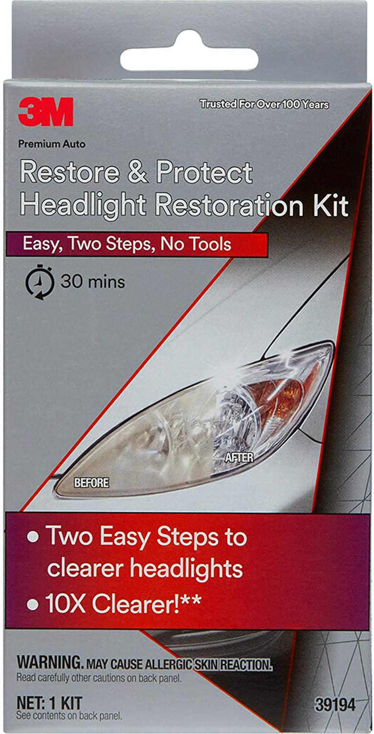 3M Auto Restore and Protect Headlight Restoration Kit, Clearer Headlights in 2 Easy Steps