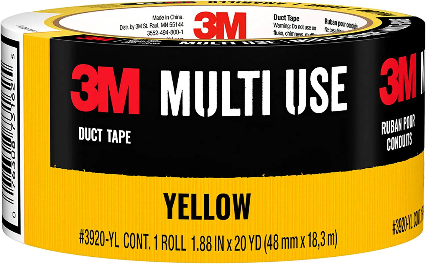 3M Multi-purpose Duct Tape, 20 Yards, Yellow Suitable for temporary repairs