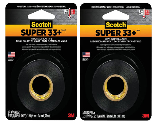 3M 33+TM Vinyl Electrical Tape 3/4X450 Vinyl Plastic Indoor, Outdoor, Electrical Mechanical - Pack of 2