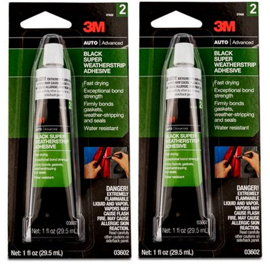 3M™ Auto Black Super Weather-strip Adhesive, 1 oz Stage-2 Gaskets Seals 29mL - 2 Pack