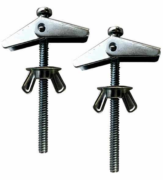 TriSonic Toggle Bolts with Screws Zinc Plated Steel, Screw Nut with Wings for Hanging Heavy Items 2 Pack