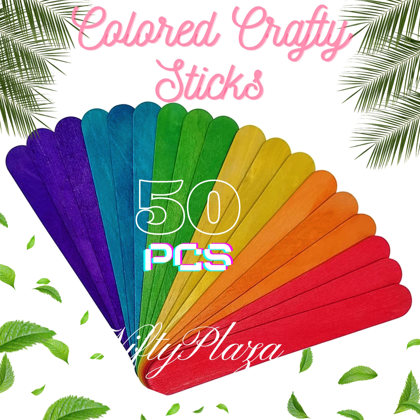 NiftyPlaza 50 Pieces Jumbo Craft Sticks, Multicolored for Building, Mixing, Creating Craft Projects