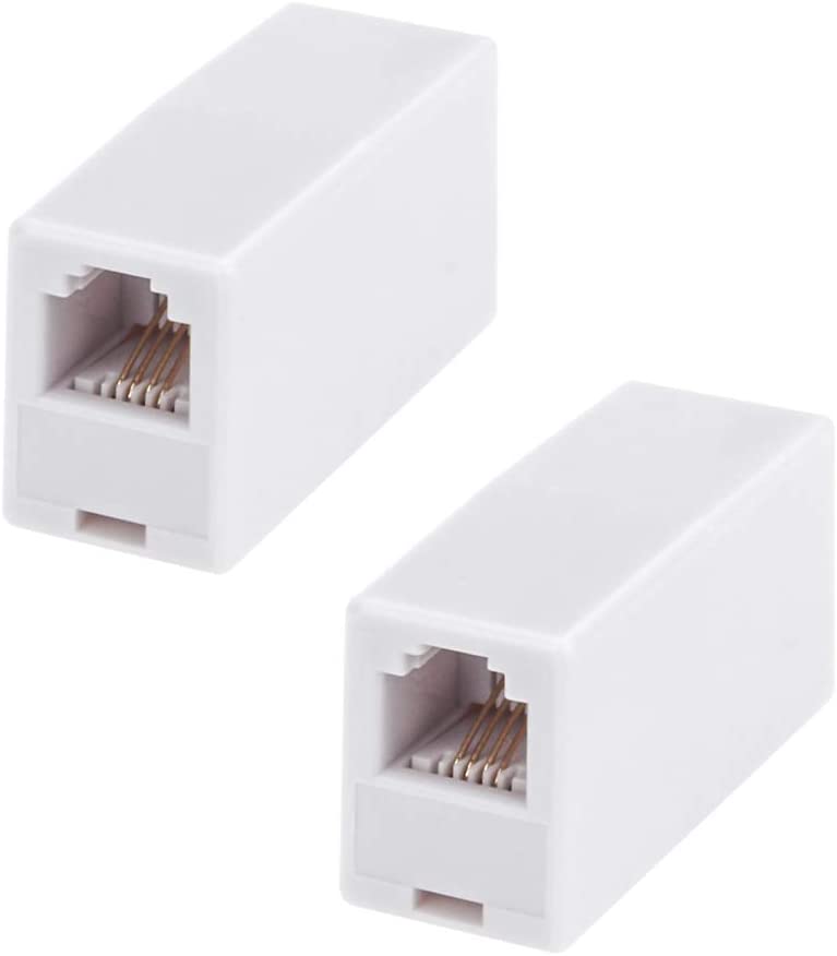 Telephone Cord Coupler White, 2 pcs Bridge Adapter, Cords to Extend