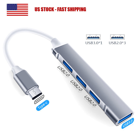 USB C Hub 4 in 1 High Speed 4 port hub type c Multiport Adapter USB 3.0 Expansion Docking