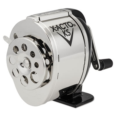 Manual Classroom Pencil Sharpener, X-ACTO 1031 KS, Counter/Wall-Mount, Black/Nickel-plated