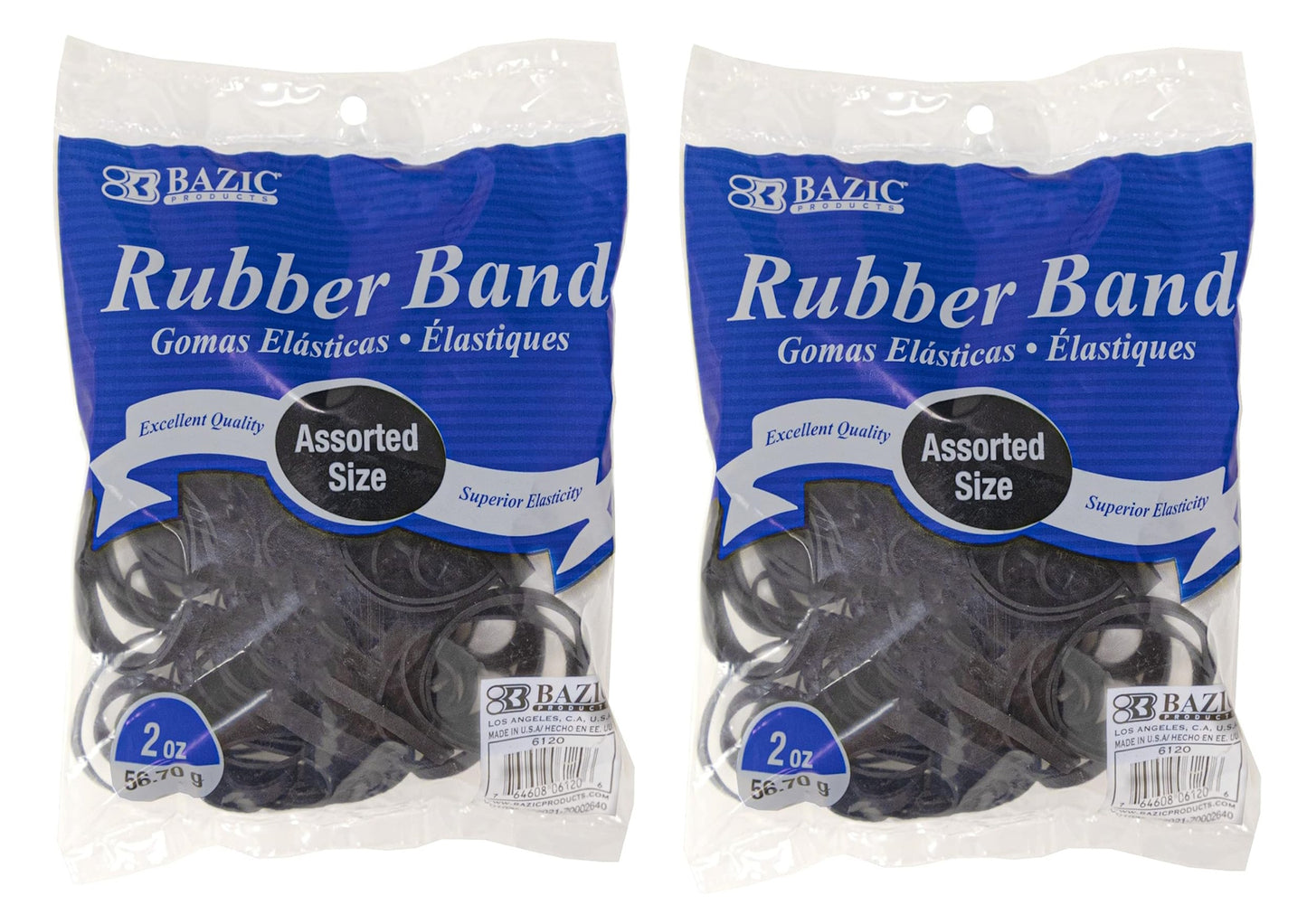 BAZIC Black Color Rubber Bands 2 Oz./ 56.70 g Assorted Sizes - Pack of 2